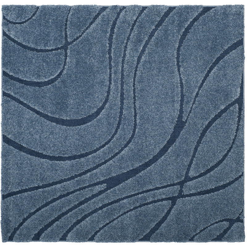 Ashal Abstract Blue Area Rug, Square 9'