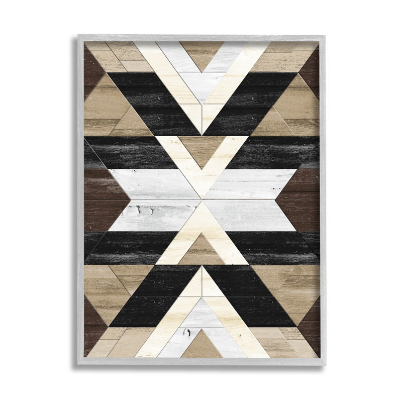 «Rustic Linear Aztec Shapes», estampe numérique encadrée par Erica Billups, H 20 po x l 16 po x P 1,5 po