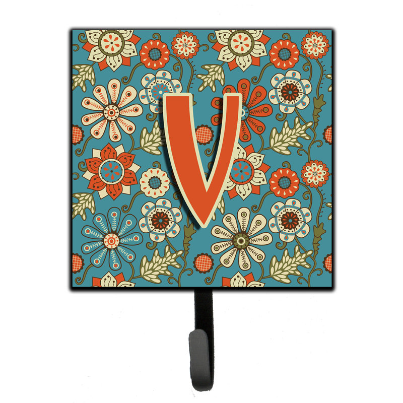 Porte-laisse rétro et crochet mural fleurs, V