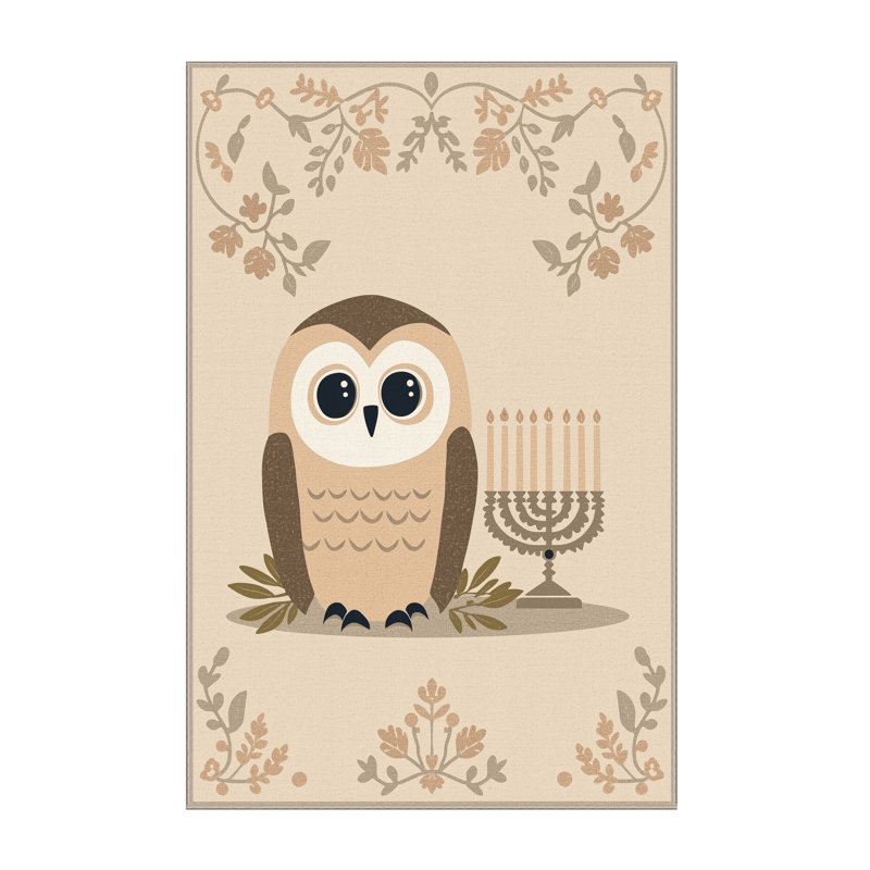 Soft Plush Fessler Hanukkah Modern & Contemporary Abstract Area Rug in Beige – Beige Binding, 2x5