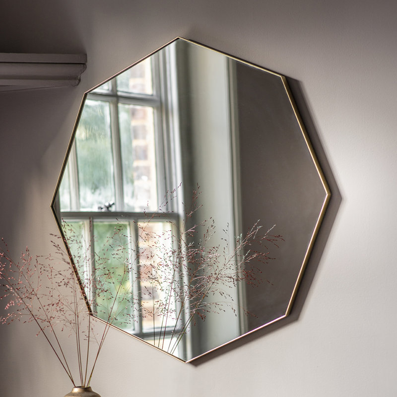 Delois Metal Flat Wall Mirror, Champagne