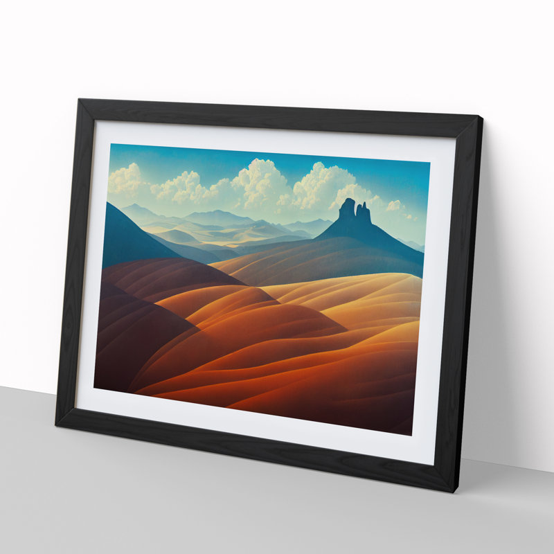 XH1022-9463X Unique Mountain Landscape - Single Picture Frame Print, 25cm H x 34cm W x 2cm D, Black Framed