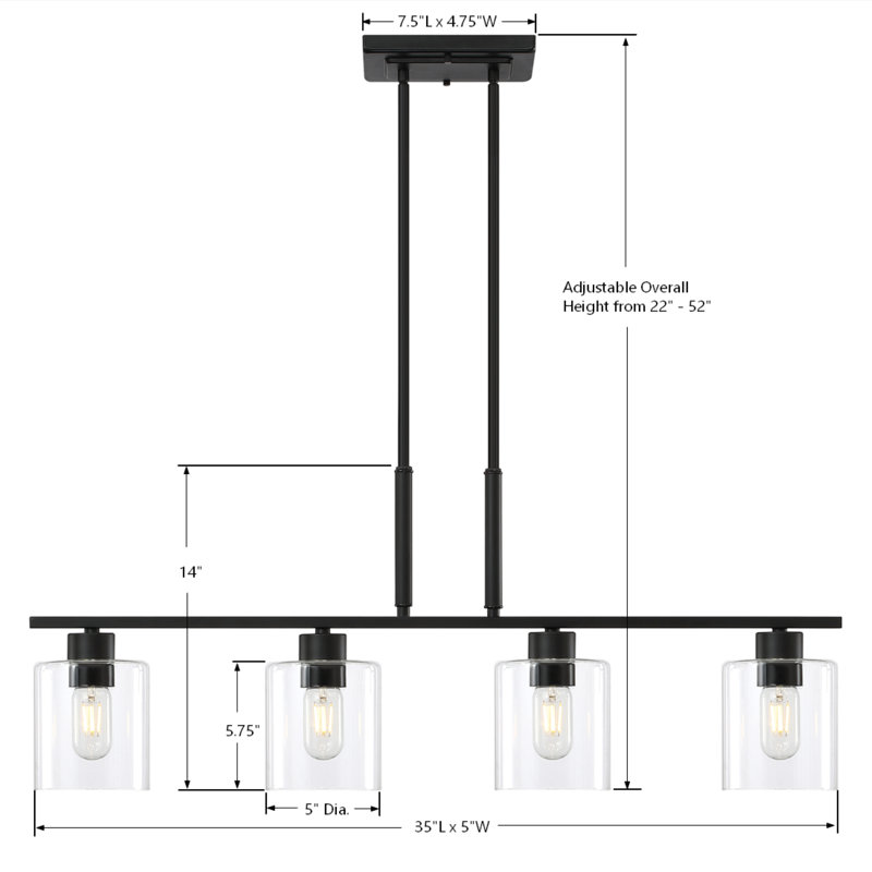 Travus 4 - Light Kitchen Island Pendant, Black