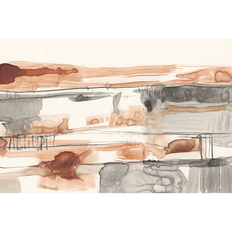 «Terra Cotta Lines II», peinture sur toile, H 8 po x l 12 po, Non, Toile encadrée flottante blanche à une seule pho