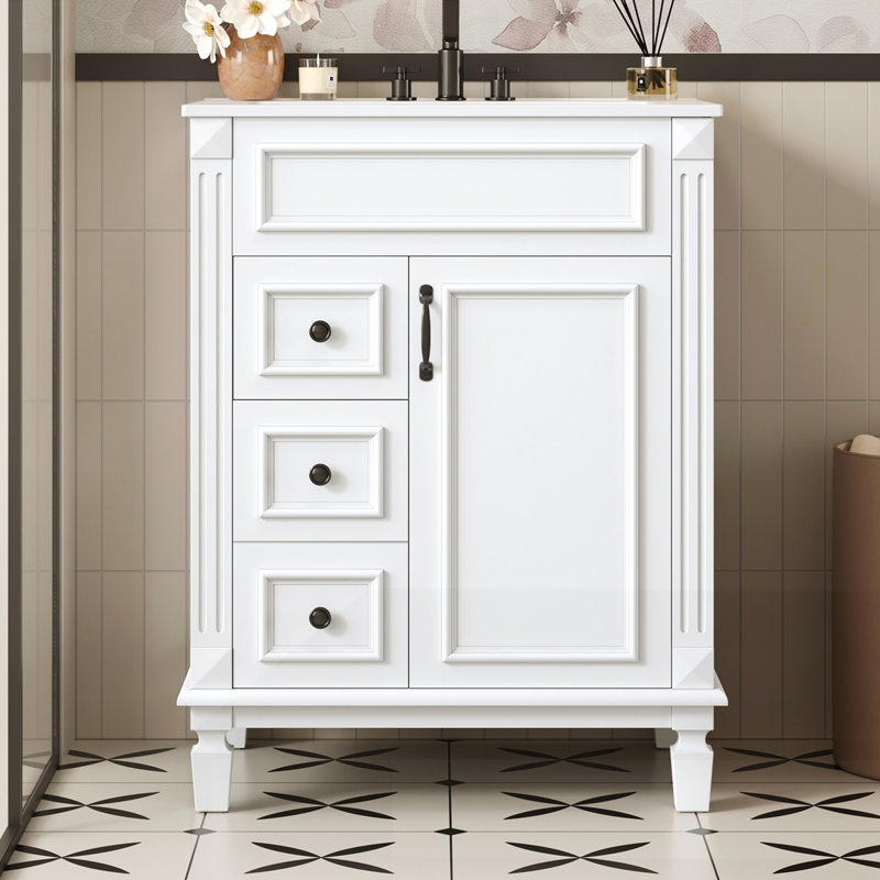 Meuble-lavabo 24 po avec lavabo en céramique, Blanc