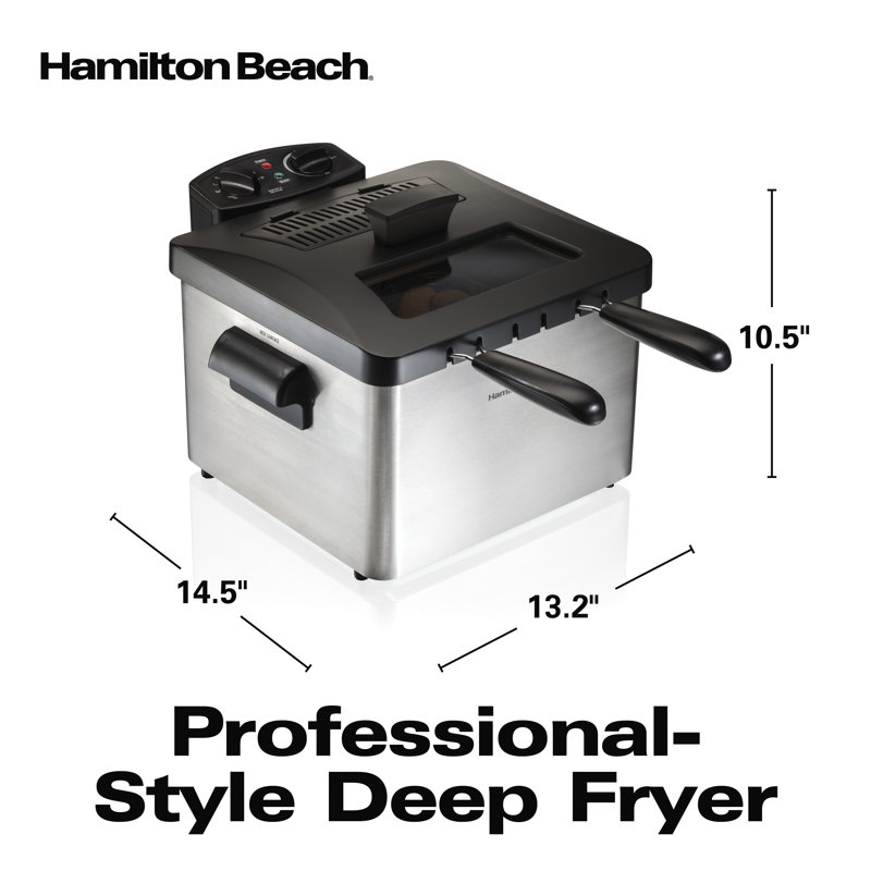 Professional-Style Stainless Steel Dual Basket 19-Cup Deep Fryer