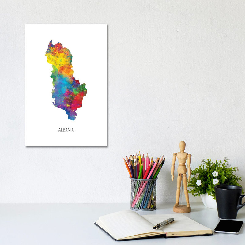 Albania Map by Michael Tompsett - Wrapped Canvas Gallery-Wrapped Canvas Giclée, 20.32 cm H x 30.48 cm W