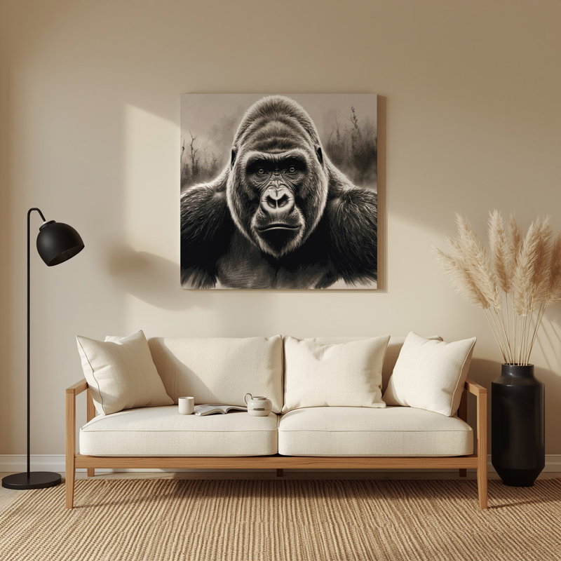 Faune, gorille de montagne, art mural en métal beige, H 8 po x l 8 po