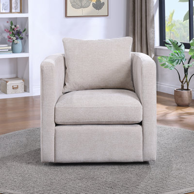 Fauteuil demi-tonneau pivotant en lin