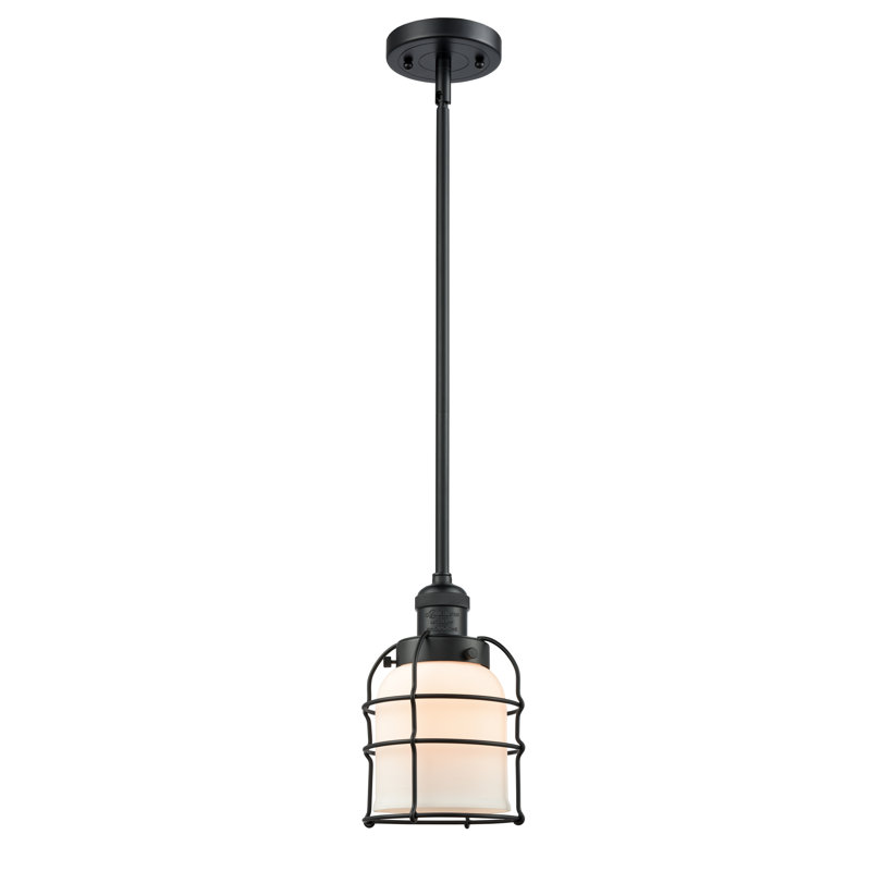 Hansel 1 - Light Single Pendant, Matte White Cased, 6 Watt Vinage LED Bulb, Matte Black