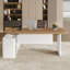 Grand bureau de direction en L de 78,7 po avec prise de courant, grand bureau avec tiroirs, tiroirs à dossiers, armoire de rangement, plateau de table épais de 1,8 po, grand bureau d'ordinateur pour le bureau personnel, blanc et noyer