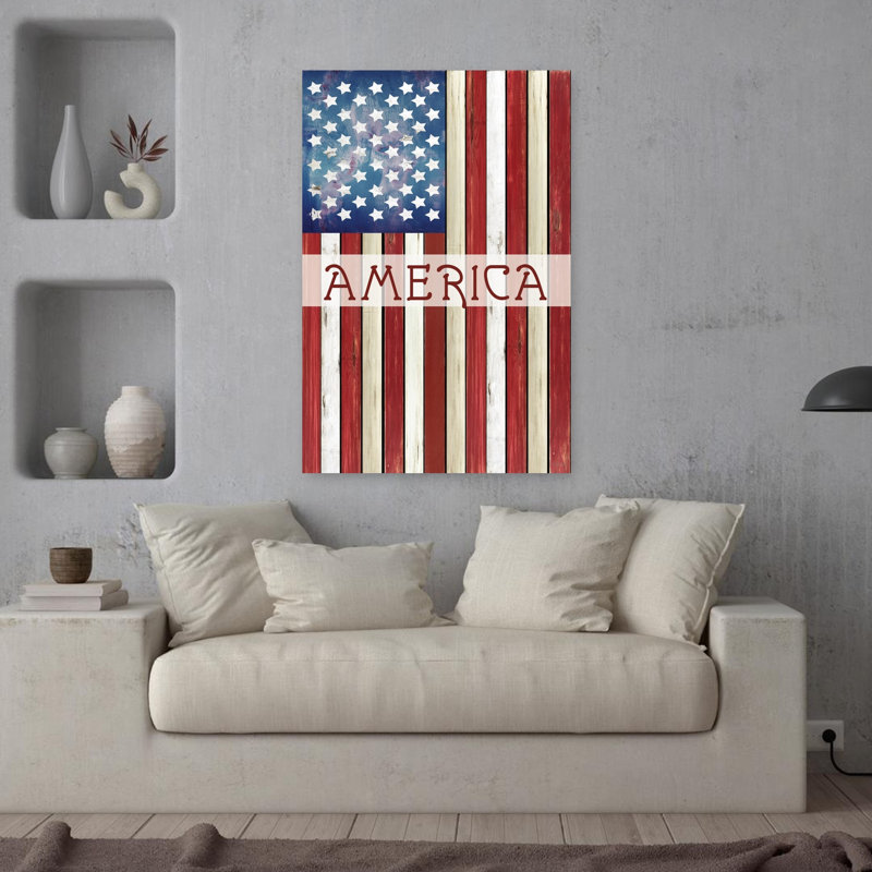 Drapeau américain, art contemporain, H 36 po x l 24 po