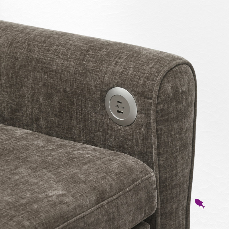 81.9" Convertible Sofa With Recliner, Dark Gray