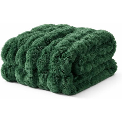Cuddle Bubble Faux Fur Plush Textured Throw Blanket 50" W X 60" L