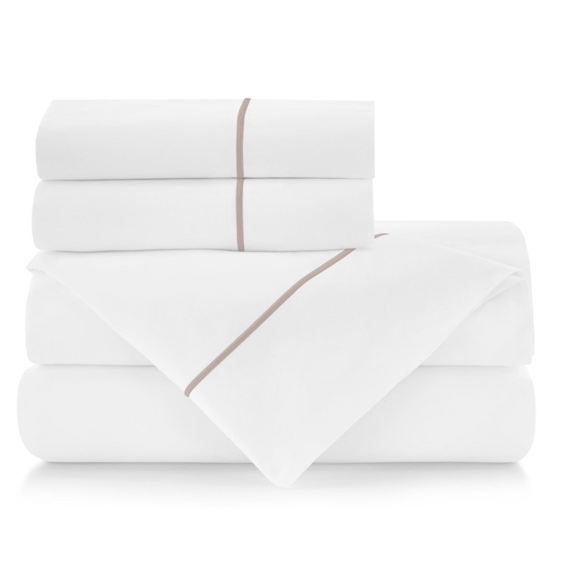 Platinum Queen Cotton Percale Sheet Set with Satin Stitch