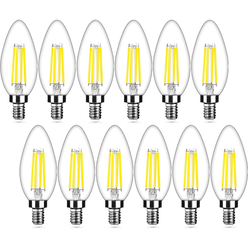 12Pack Dimmable E12 LED Candelabra Bulbs 40Watt Equivalent 5000K Daylight White 450Lumens, 5000 Kelvins