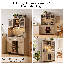 Bar à vin de 50 po de largeur et 77 po de hauteur, 5 en 1 avec station de charge, lumières DEL, tiroirs et support à vin, armoire de rangement pour garde-manger-166840042