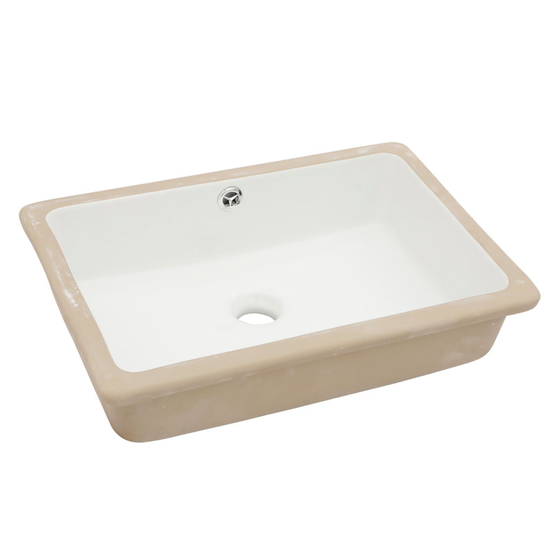 Lavabo de salle de bain rectangulaire encastrable en céramique 18 "x 12" avec trop-plein - Design élégant, surface lisse pour rénovation style moderne blanc classique, toilettes résistantes aux acides
