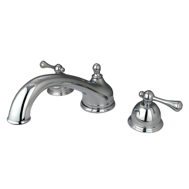 Kingston Brass Vintage Two-Handle 3-Hole Deck Mount Roman Tub Faucet, Polished Chrome