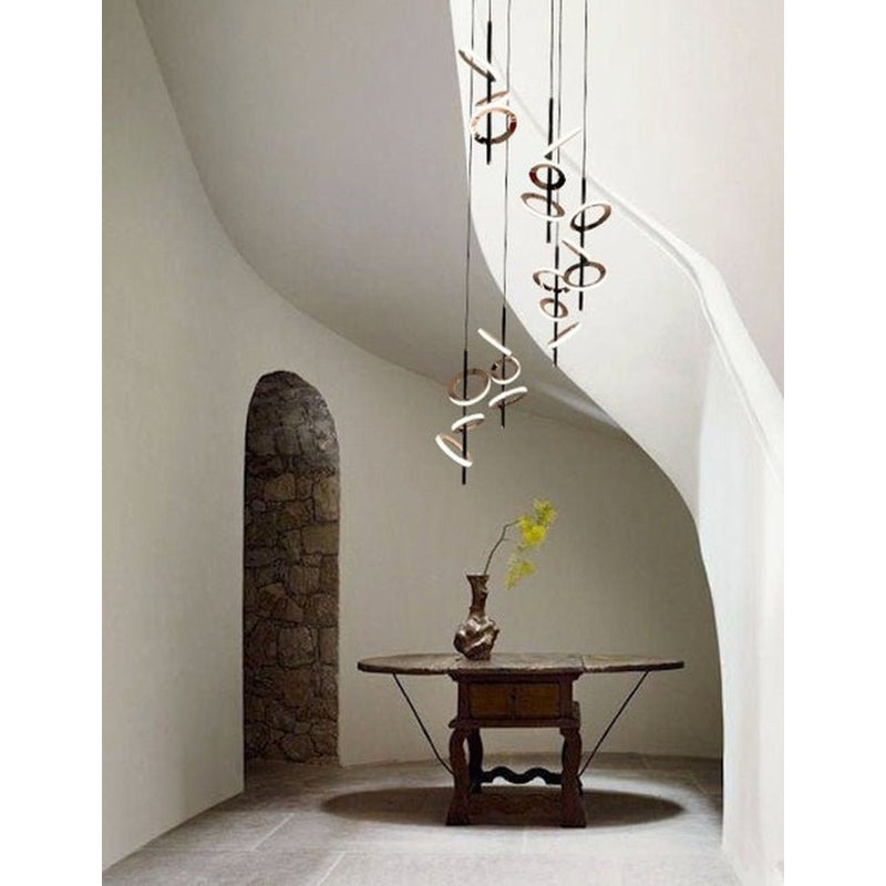 Lustre géométrique à DEL 10 lumières Aarylan, Noir / Cuivre, H 120 po x l 23 po x P 23 po