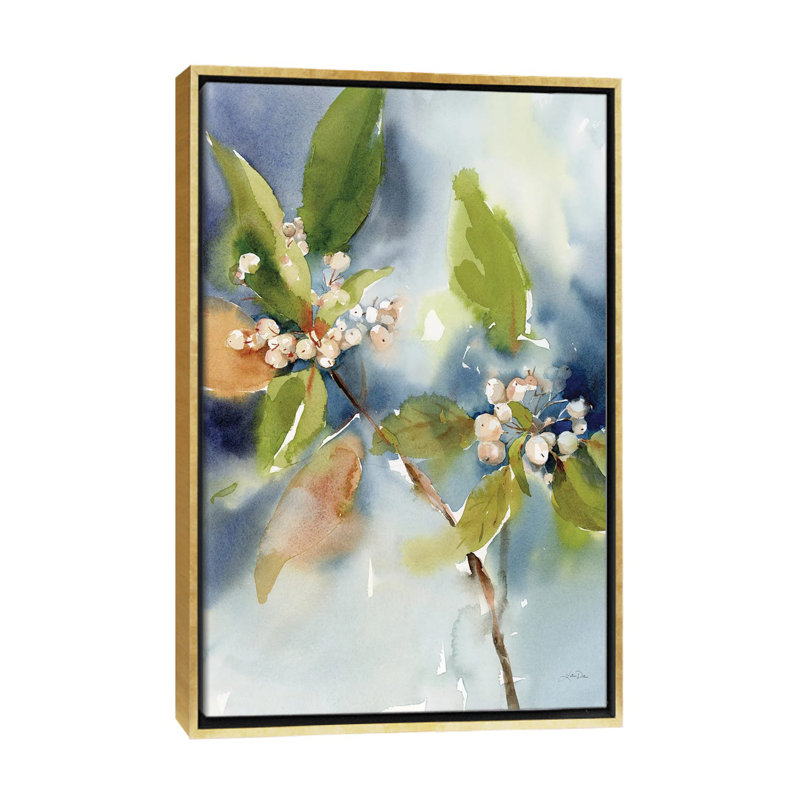 Winter Berries - reproduction d'art murale - toile tendue, H 40 po x l 26 po, Reproduction encadrée sans passe-partout, Doré