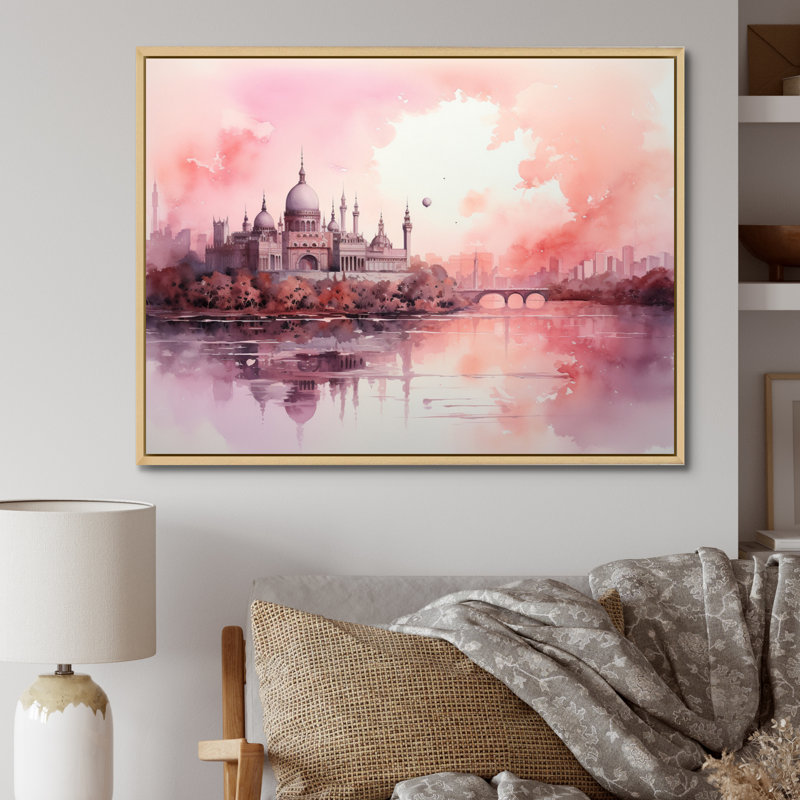 Médiévale majestueuse sur toile, H 34 po x l 44 po, Cadre naturel flottant