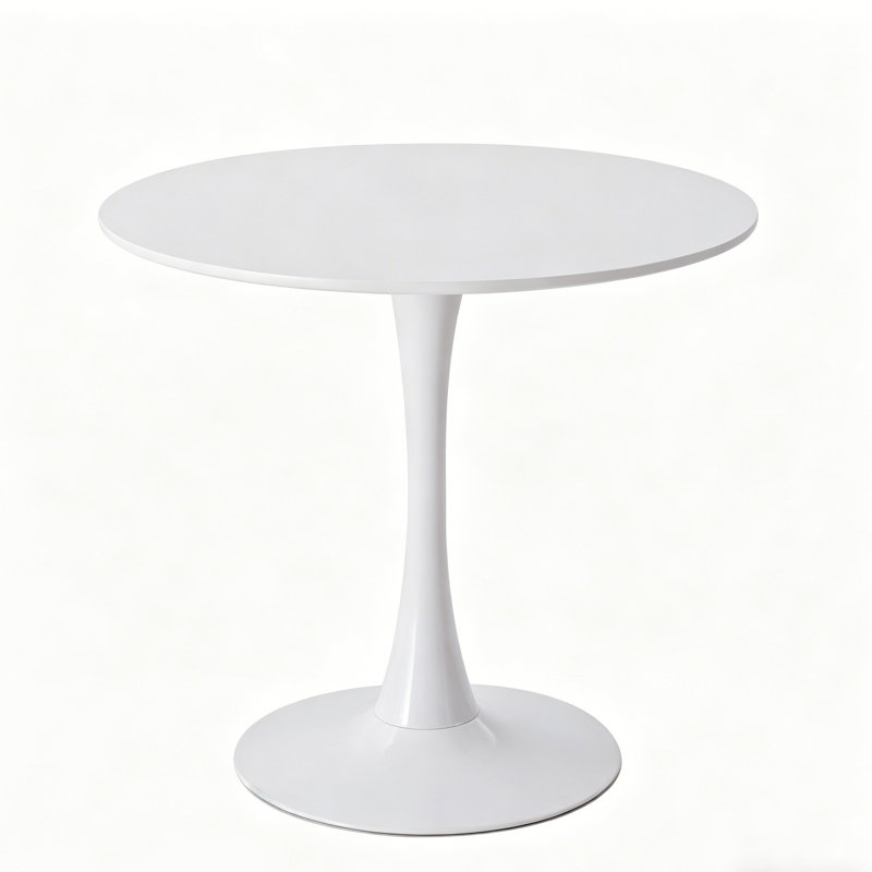 31.5" Round Dining Table for 4 Modern Circle Tulip Table with Metal Tulip Pedestal Base for Kitchen Dining Living Room Apartment Small Space Cafe, White
