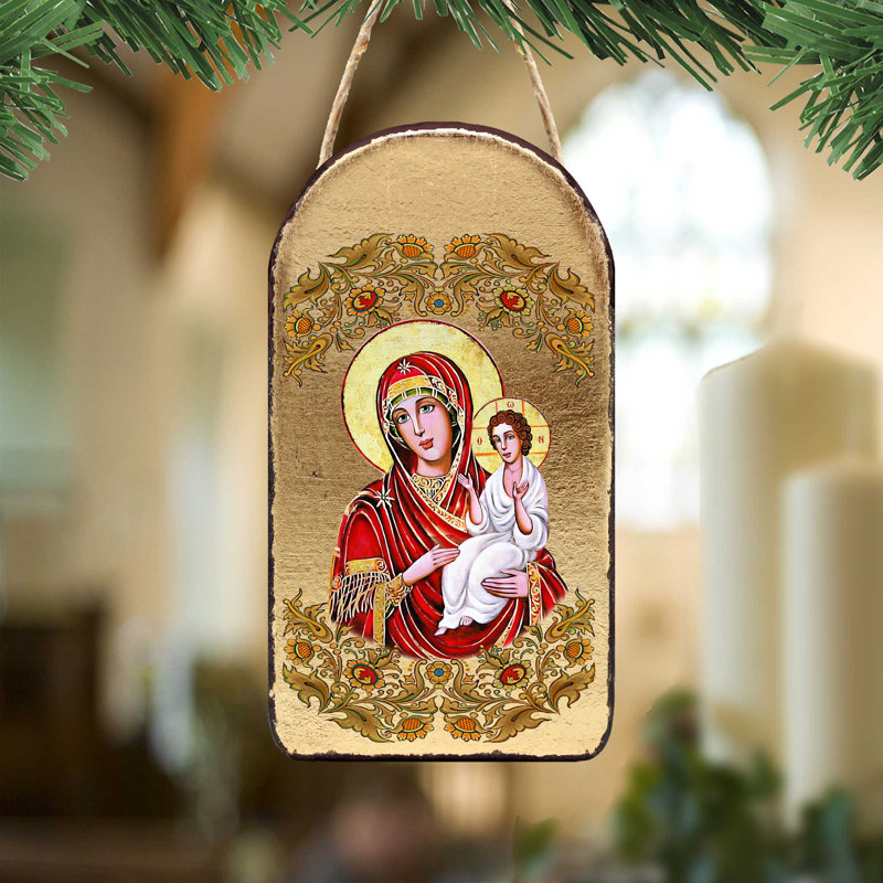 Inspirational Icon 5'' Handmade Wood Shatterproof Photo Ornament