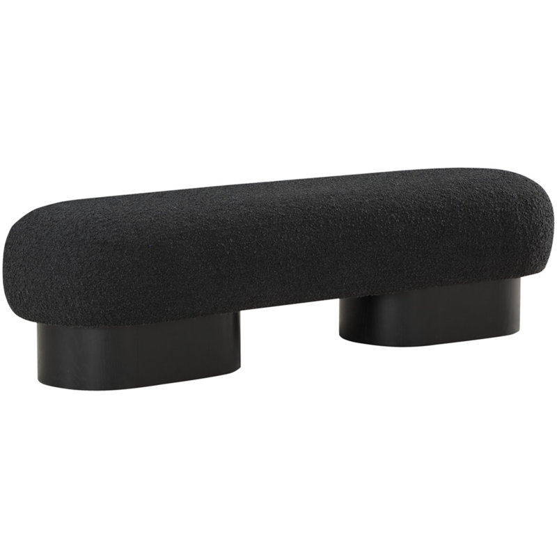 Banc rembourré en tissu Denyer, Noir, Tissu bouclé noir