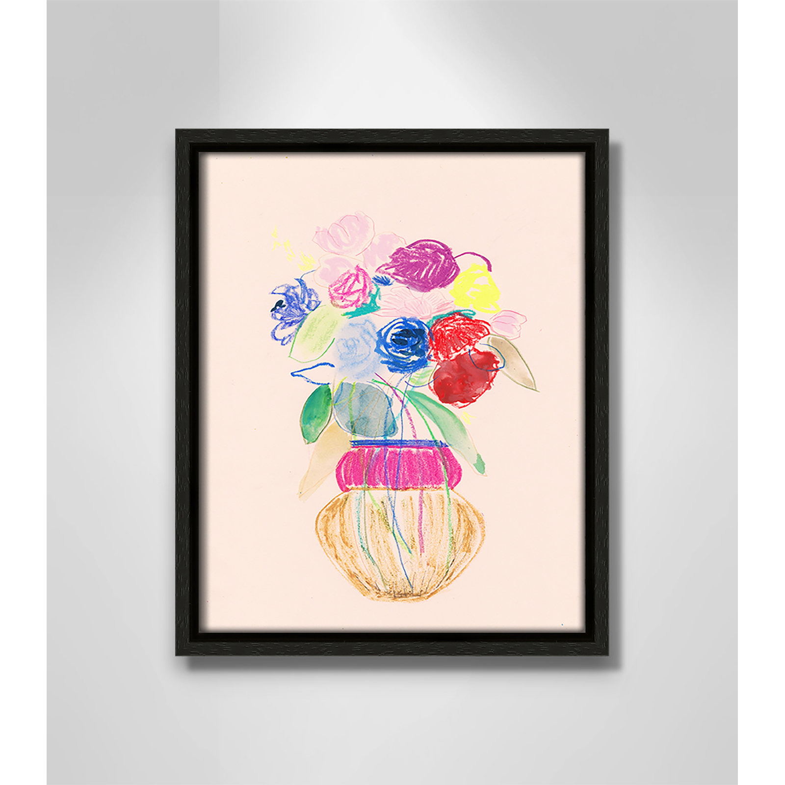 Simple Floral Collection "Simple Floral II" Print by Bea Dina, Espresso Floater Framed Canvas, No Mat