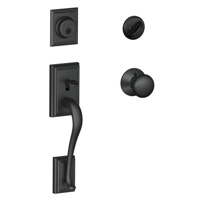 Addison Handleset with Single Cylinder Deadbolt and Plymouth Door Knob and Rosette