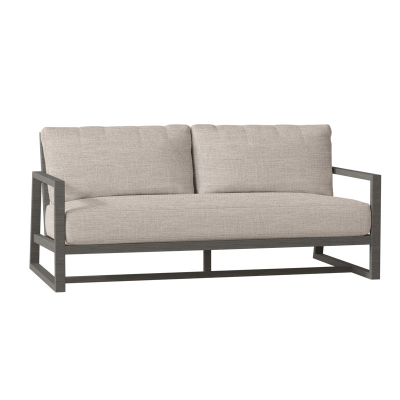 Causeuse en aluminium Avondale - Gris ardoise, Sans bourrure + bourre standard, Lin Dove Sunbrella®, Gris ardoise