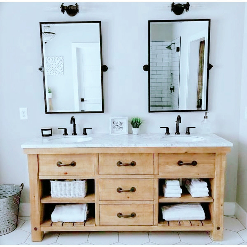 Metal Rectangle Mirror, Matte Black, 36" x 24"