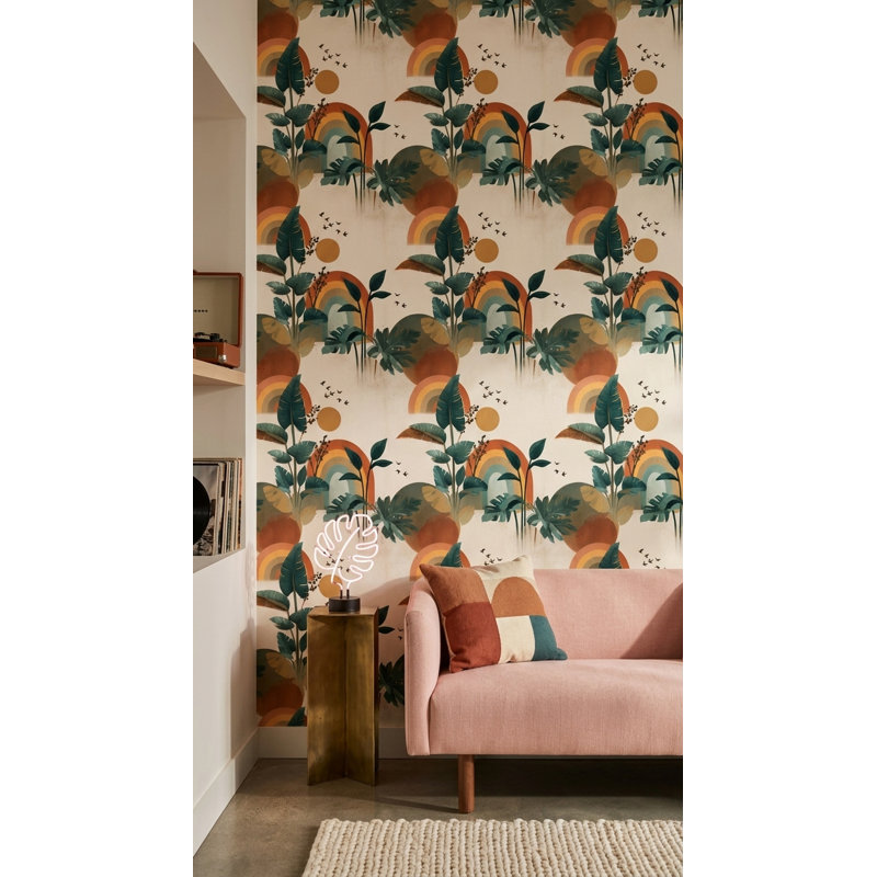 Papier peint vert discret Mid Century, Non-Woven Non-Pasted
