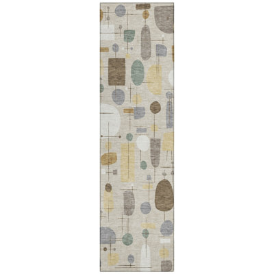 Machine Washable Indoor/Outdoor Jourdan ACN2393 Mid-Century Modern Rug