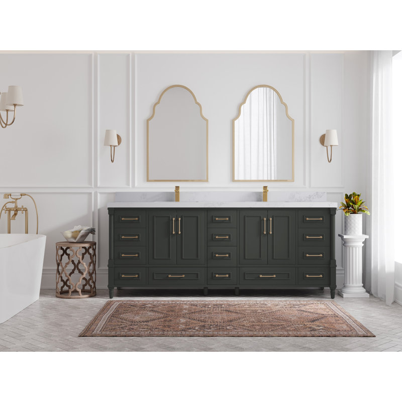 Aberdeen 84'' Double Bathroom Vanity with Top, Calacatta Nuvo