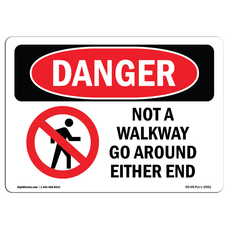 «Not A Walkway Go Around E soit End», H 12 po x l 18 po x P 0,1 po