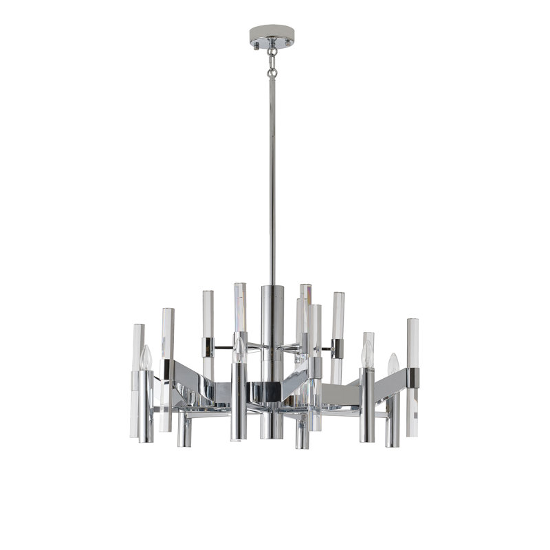 Lustre en cristal 6 lumières Modern, Chrome