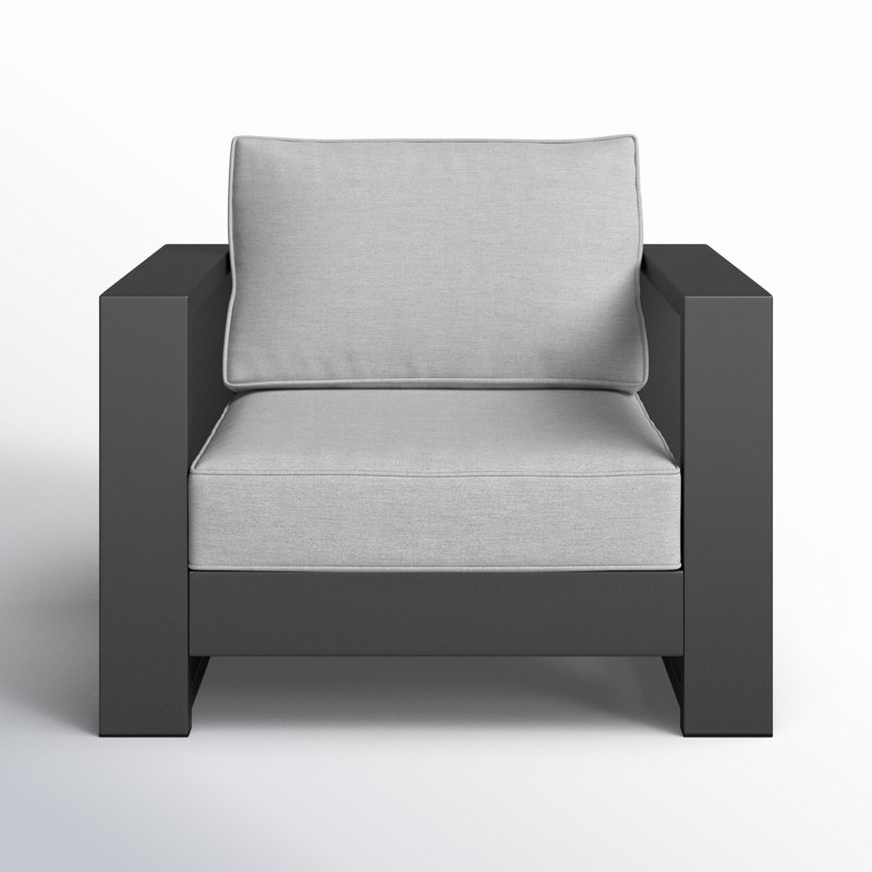 Hoyt 37.40” Outdoor Aluminum Armchair, Silver Gray, Light Gray