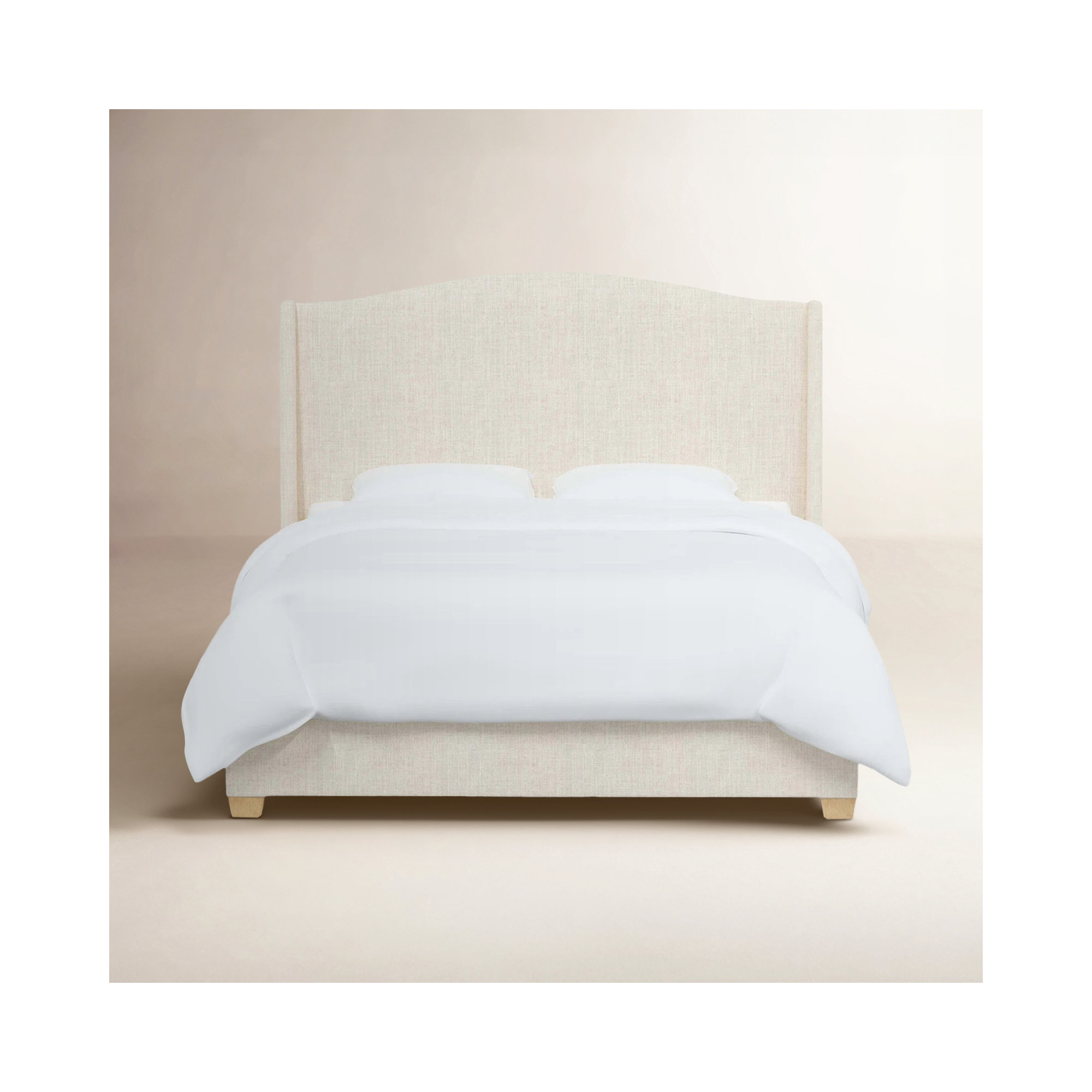 Allis Upholstered Wingback Bed, Classic Talc Linen, King
