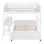 Lit double superposé au dessus d'un lit double avec bureau, blanc-852861438