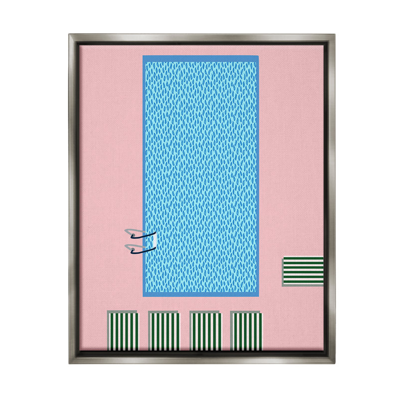 "Abstract Summer Pool" par Regina Moore sur toile, Cadre flottant gris lustré, H 21 po x l 17 po