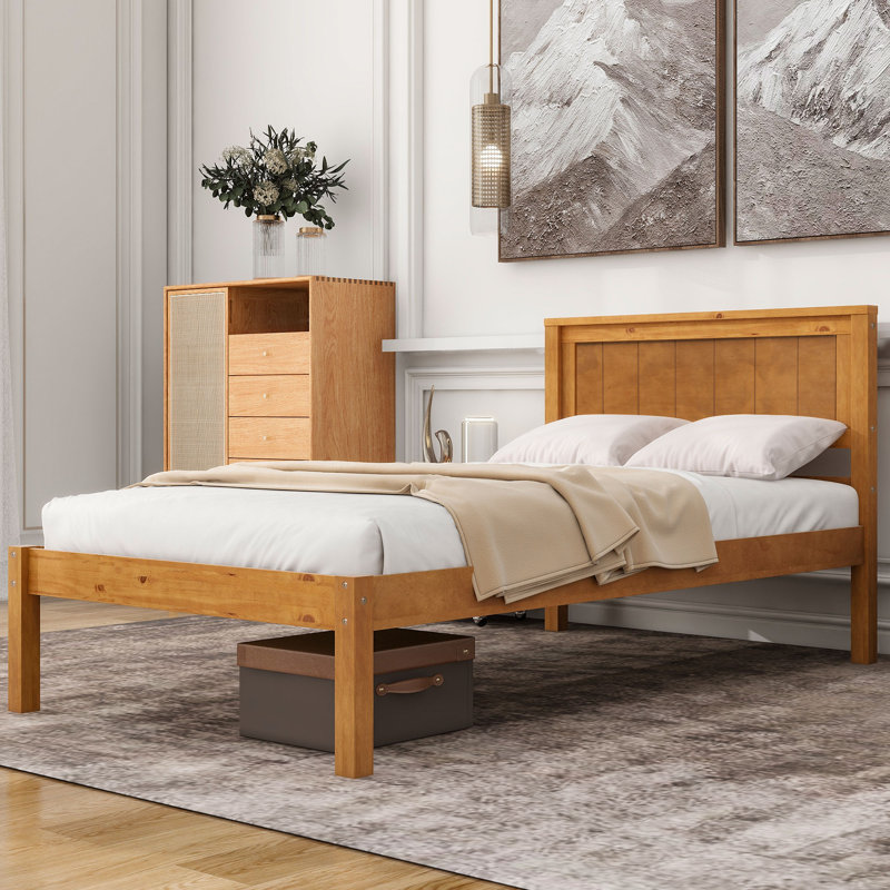 Lit plateforme en bois massif Shauna, Simple, Espresso