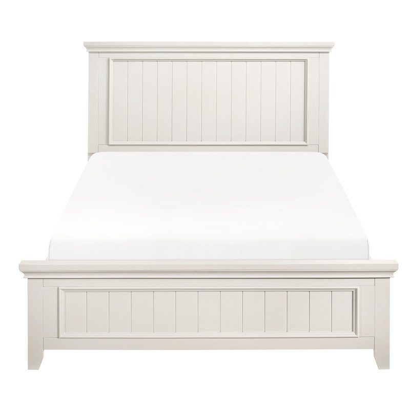 Lit de style style blanc, meubles en bois avec tête de lit et rails, sommier requis, Grand lit