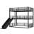 Full Over Full Over Full Bunk Bed With Slide, Metal Triple Bunk Bed With Safety Guardrails, Heavy-Duty Bunk Bed With Noise-Reduced Design, Black-829789561