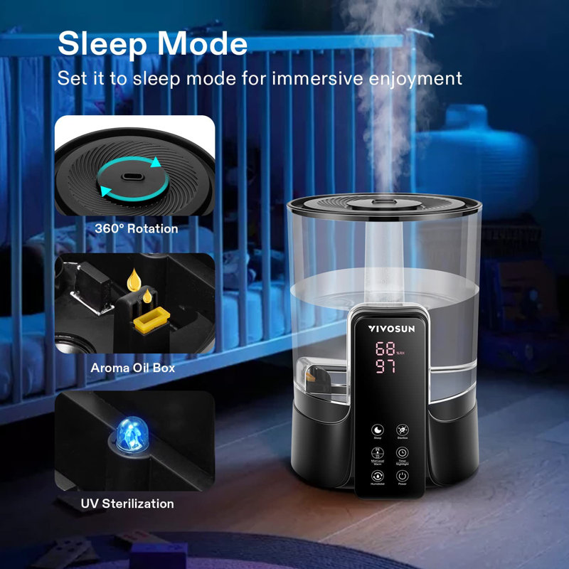 VIVOSUN 1.58 Gallons Dual Mist Ultrasonic Tabletop Humidifier with Adjustable Humidistat for 430 Cubic Feet