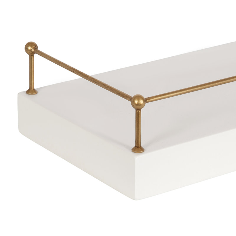 Two-Piece Floating Shelf Set with Railings, White