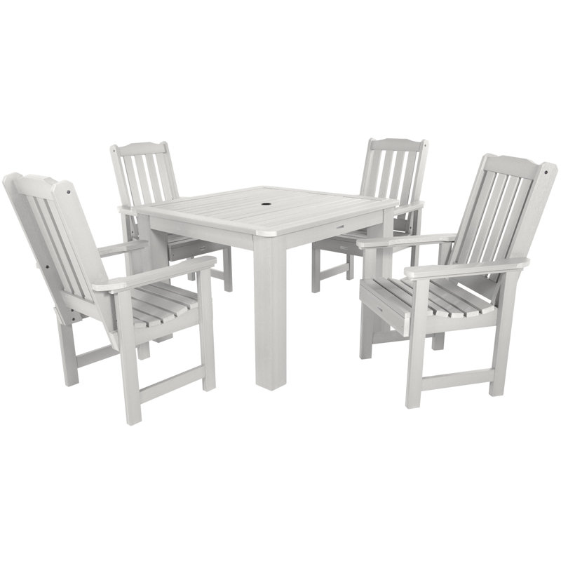 Arbnora 4-Person 42" Square, Counter-Height Outdoor Dining Set, White, 42 x 42 x 30