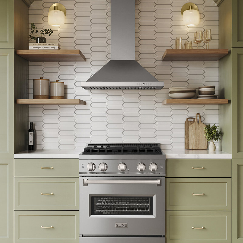30" 400 CFM Convertible Wall Mount Range Hood, 430 Brushed Stainless Steel