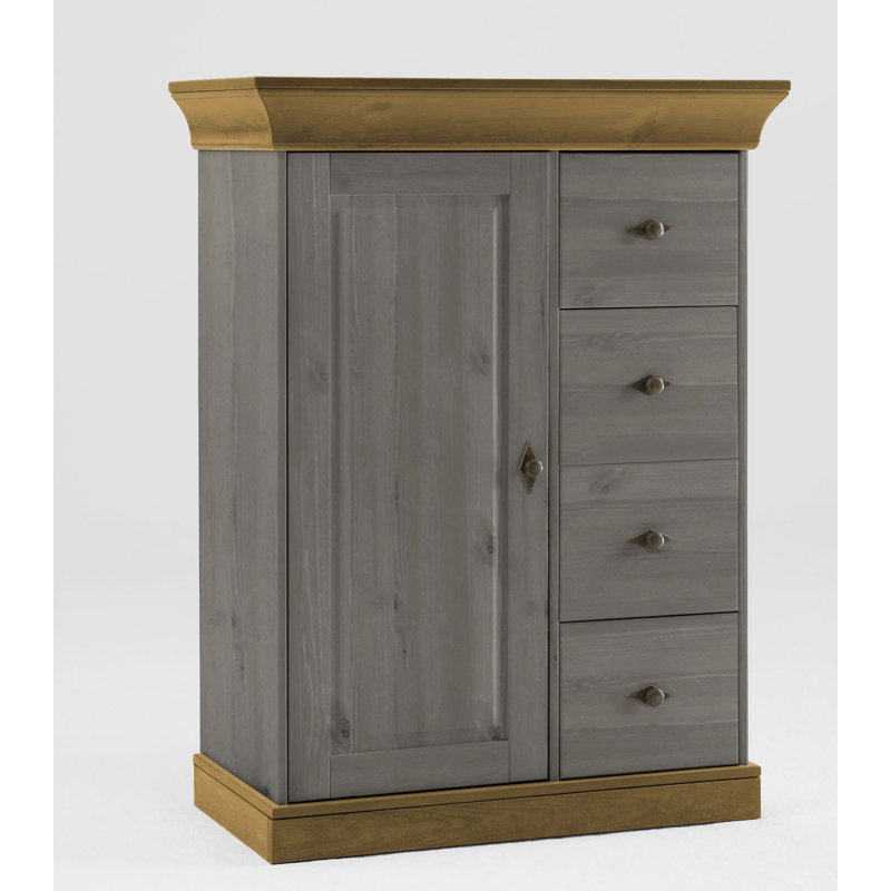 Kelly 88cm Sideboard, Grey/Leach-coloured, 117cm H x 88cm W x 44.9cm D